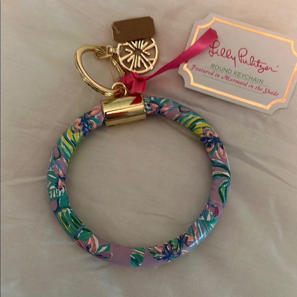 Lilly Pulitzer Purple and Blue Round Keychain